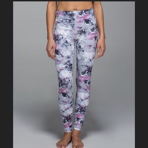 Lululemon Wunder Under High Rise or Fold Over Pants Pink Grey Floral Sz XS Luon